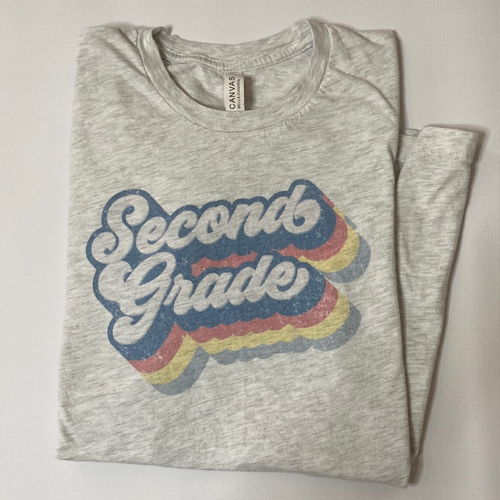 Second Grade Retro Teacher Tee Shirt - Size Medium